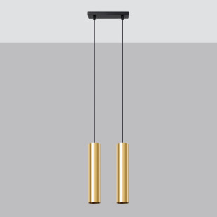 Lampa wisząca Lagos Long 2 tuby - złoty połysk | Sollux