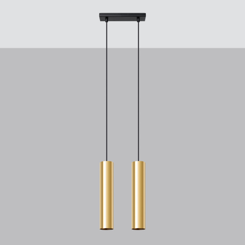 Lampa wisząca Lagos Long 2 tuby - złoty połysk | Sollux