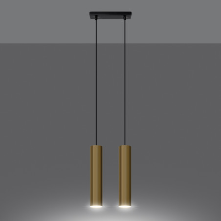 Lampa wisząca Lagos Long 2 tuby - złoty połysk | Sollux