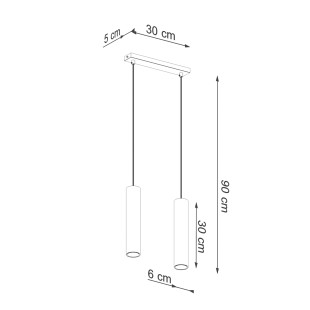 Lampa wisząca Lagos Long 2 tuby - złoty połysk | Sollux
