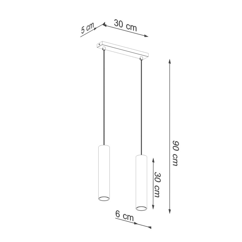 Lampa wisząca Lagos Long 2 tuby - złoty połysk | Sollux