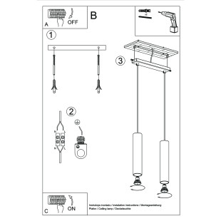 Lampa wisząca Lagos Long 2 tuby - złoty połysk | Sollux