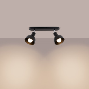 Reflektor sufitowy 2 punktowy Elba czarny - Sollux | Loftowa lampa