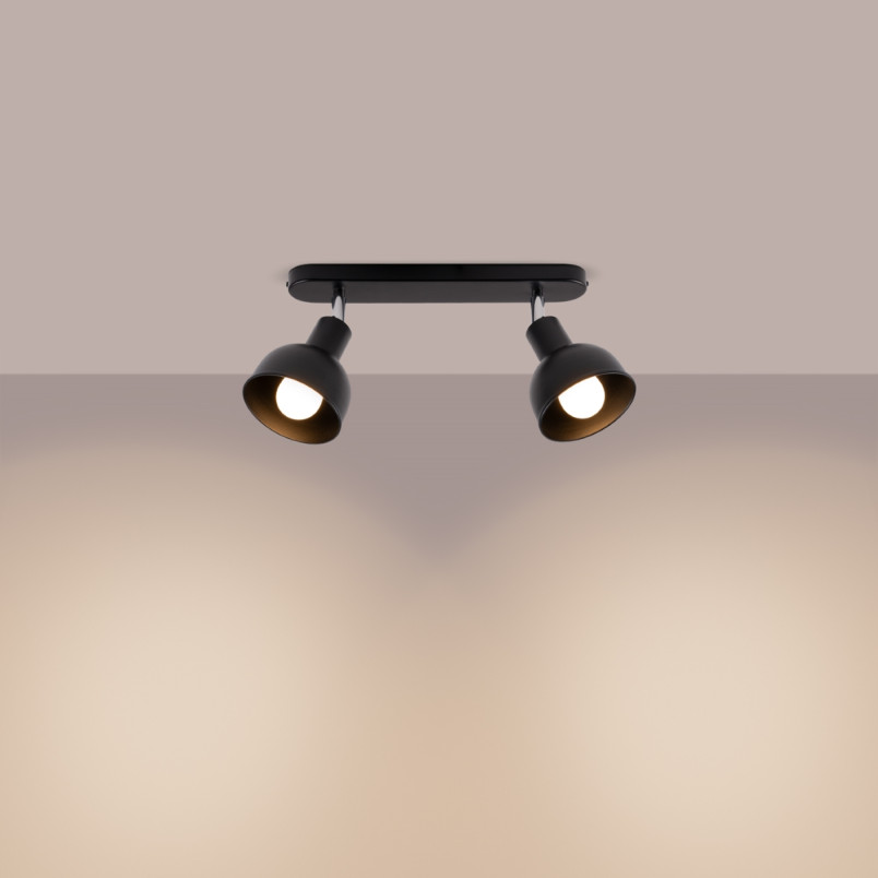 Reflektor sufitowy 2 punktowy Elba czarny - Sollux | Loftowa lampa