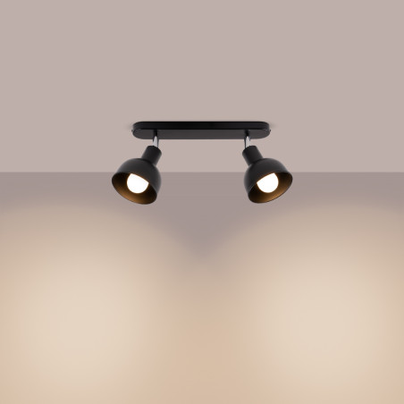 Reflektor sufitowy 2 punktowy Elba czarny - Sollux | Loftowa lampa
