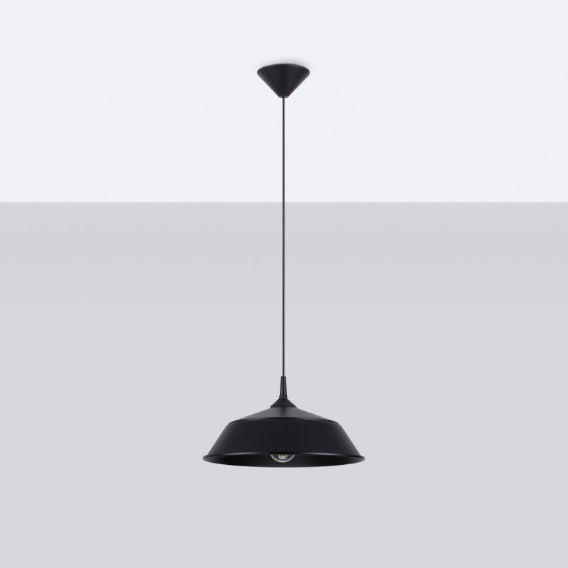 Lampa wisząca loft Sollux Frika | Metalowa, Czarna, 34cm