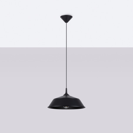 Lampa wisząca loft Sollux Frika | Metalowa, Czarna, 34cm