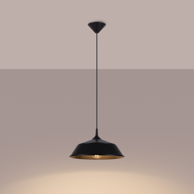 Lampa wisząca loft Sollux Frika | Metalowa, Czarna, 34cm