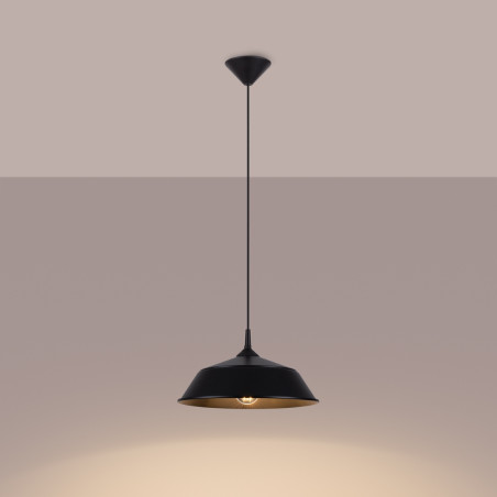 Lampa wisząca loft Sollux Frika | Metalowa, Czarna, 34cm