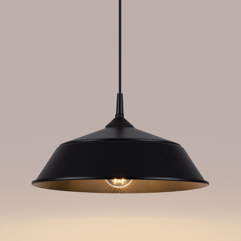 Lampa wisząca loft Sollux Frika | Metalowa, Czarna, 34cm