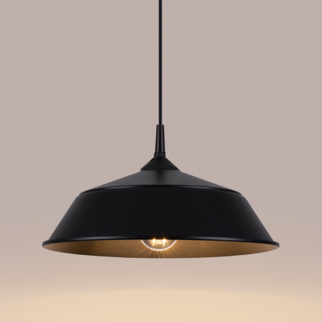 Lampa wisząca loft Sollux Frika | Metalowa, Czarna, 34cm