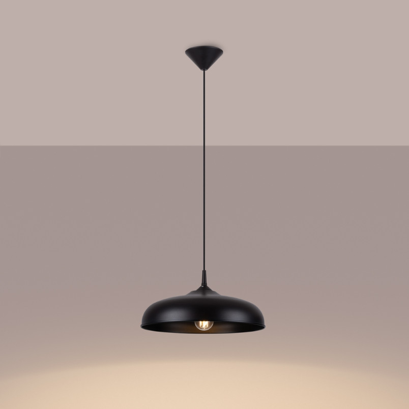 Lampa wisząca loft Sollux Gina | Czarna, metalowa | Sklep