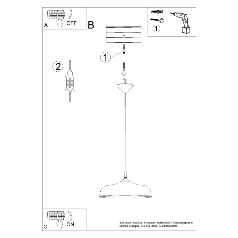 Lampa wisząca loft Sollux Gina | Czarna, metalowa | Sklep