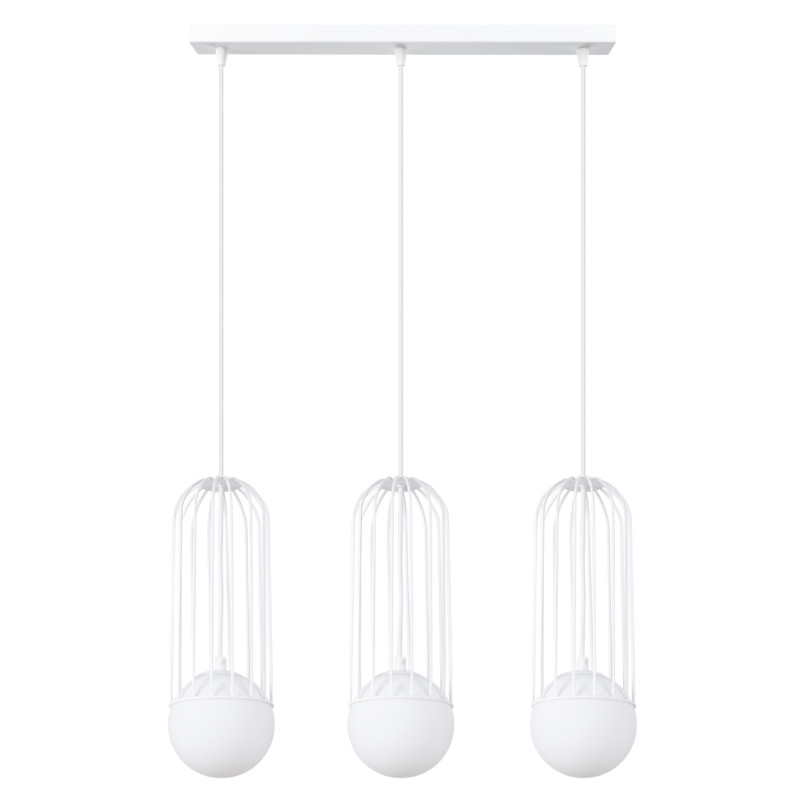 Lampa wisząca 3 kule biała Sollux Brina Long 54cm - Sklep Lamp