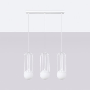 Lampa wisząca 3 kule biała Sollux Brina Long 54cm - Sklep Lamp