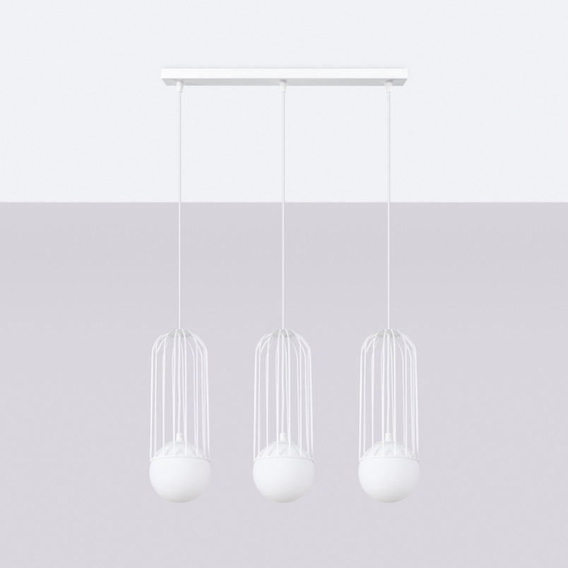 Lampa wisząca 3 kule biała Sollux Brina Long 54cm - Sklep Lamp