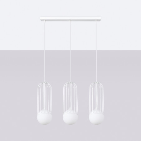 Lampa wisząca 3 kule biała Sollux Brina Long 54cm - Sklep Lamp