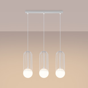 Lampa wisząca 3 kule biała Sollux Brina Long 54cm - Sklep Lamp