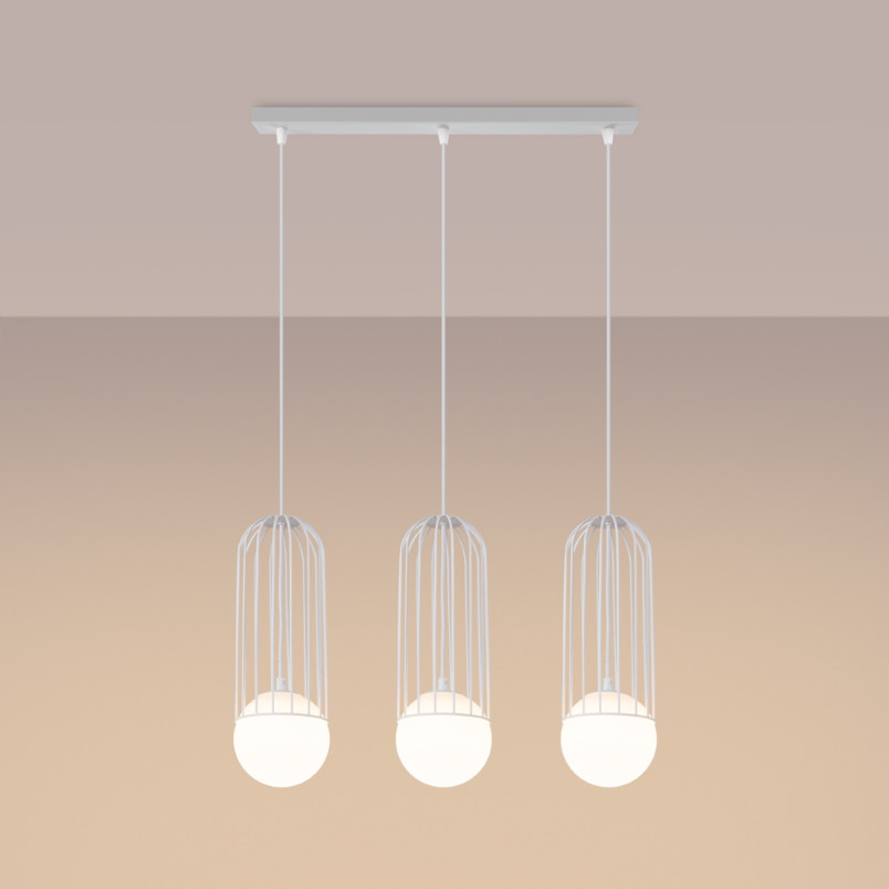 Lampa wisząca 3 kule biała Sollux Brina Long 54cm - Sklep Lamp