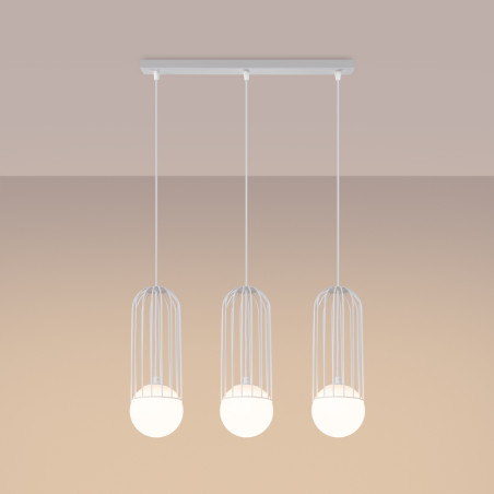 Lampa wisząca 3 kule biała Sollux Brina Long 54cm - Sklep Lamp