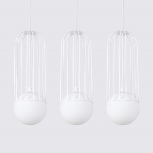 Lampa wisząca 3 kule biała Sollux Brina Long 54cm - Sklep Lamp