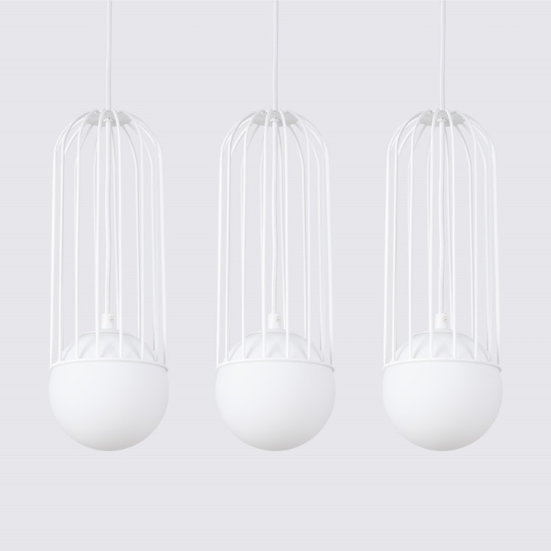 Lampa wisząca 3 kule biała Sollux Brina Long 54cm - Sklep Lamp