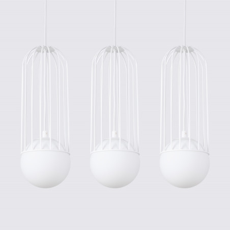 Lampa wisząca 3 kule biała Sollux Brina Long 54cm - Sklep Lamp