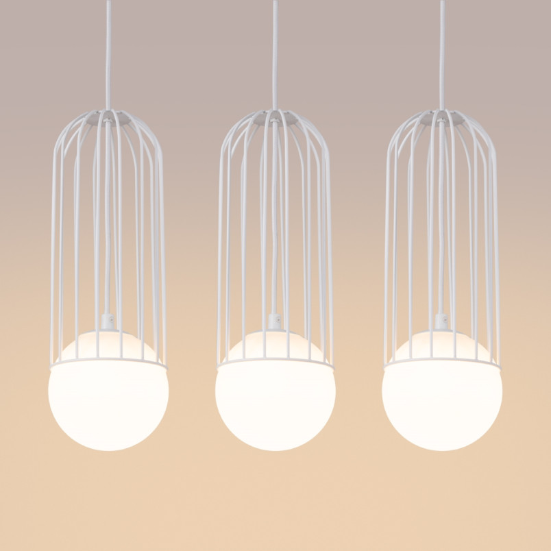 Lampa wisząca 3 kule biała Sollux Brina Long 54cm - Sklep Lamp