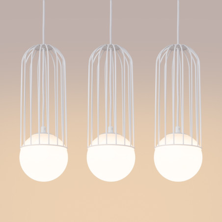 Lampa wisząca 3 kule biała Sollux Brina Long 54cm - Sklep Lamp