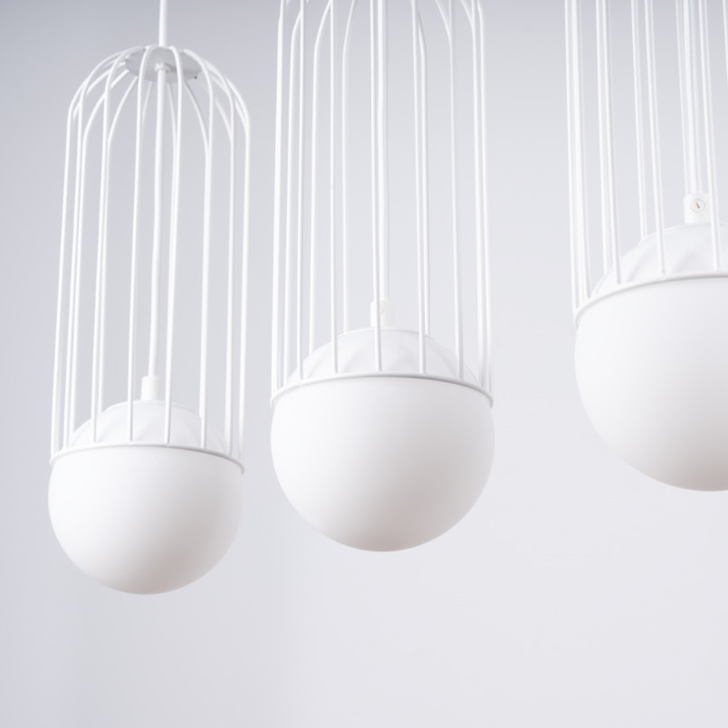Lampa wisząca 3 kule biała Sollux Brina Long 54cm - Sklep Lamp