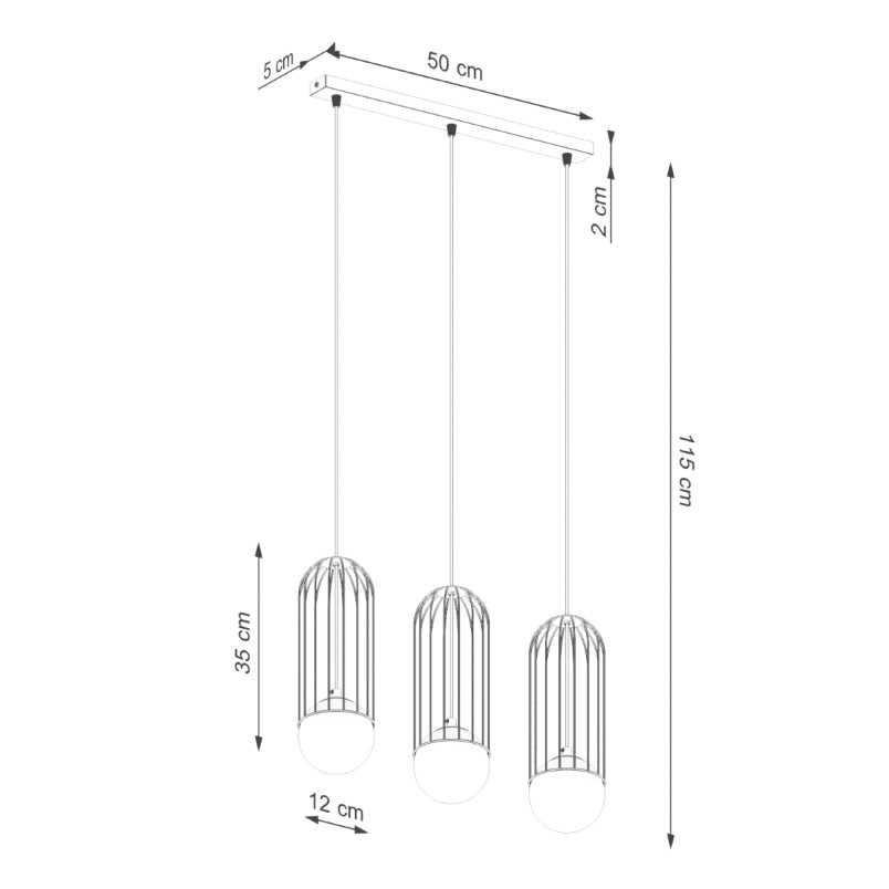 Lampa wisząca 3 kule biała Sollux Brina Long 54cm - Sklep Lamp