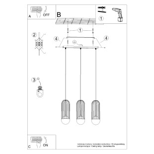 Lampa wisząca 3 kule biała Sollux Brina Long 54cm - Sklep Lamp