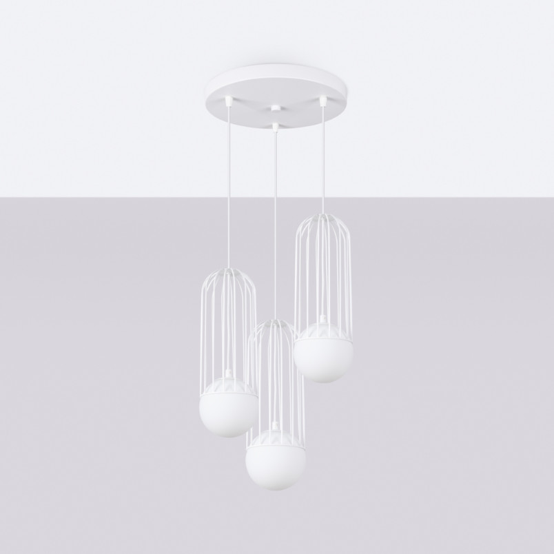 Lampa wisząca Brina Round 3 kule biała Sollux | Sklep z lampami