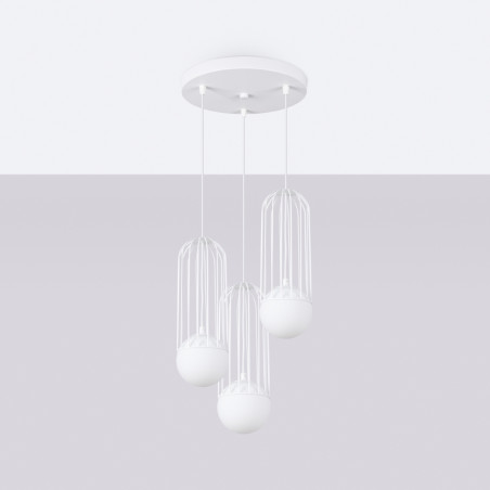 Lampa wisząca Brina Round 3 kule biała Sollux | Sklep z lampami