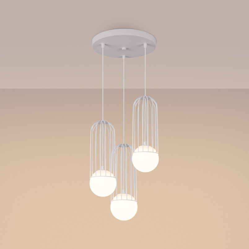 Lampa wisząca Brina Round 3 kule biała Sollux | Sklep z lampami