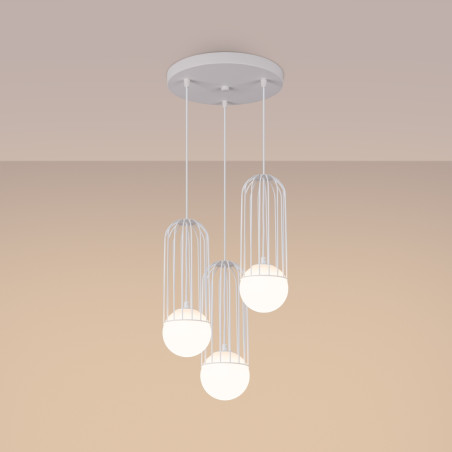 Lampa wisząca Brina Round 3 kule biała Sollux | Sklep z lampami