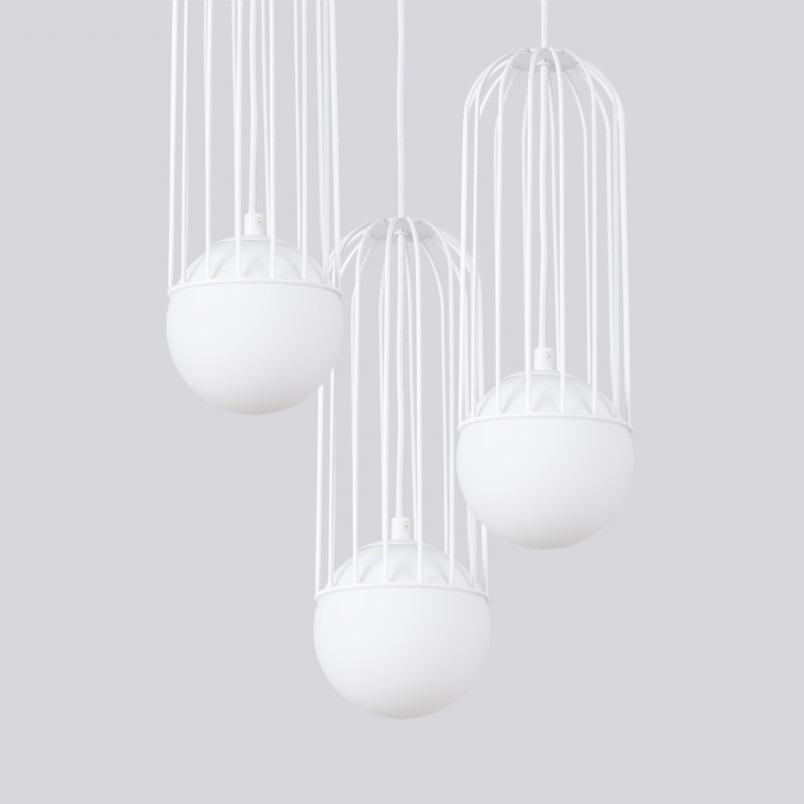 Lampa wisząca Brina Round 3 kule biała Sollux | Sklep z lampami