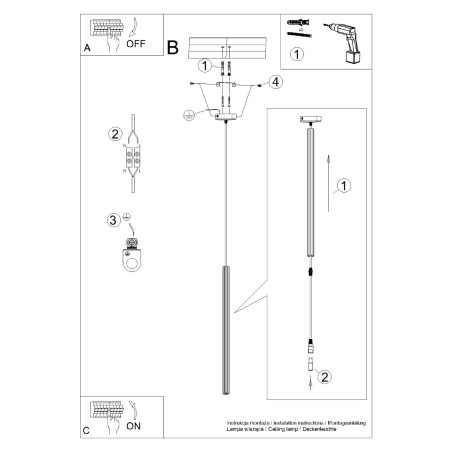 Lampa wisząca Arche Sollux - Nowoczesny design, czarny kolor
