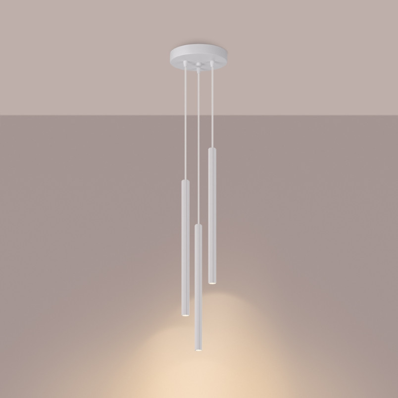 Lampa wisząca Arche biała Sollux - 3 tuby, 20cm - Sklep Sollux