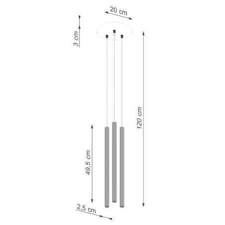Lampa wisząca Arche biała Sollux - 3 tuby, 20cm - Sklep Sollux