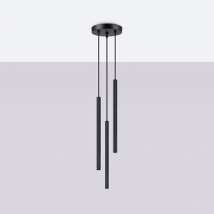 Lampa wisząca Arche 3 tuby czarna Sollux | Nowoczesne oświetlenie