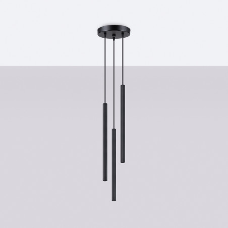 Lampa wisząca Arche 3 tuby czarna Sollux | Nowoczesne oświetlenie