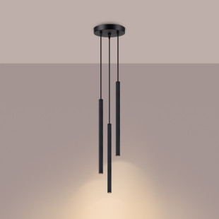 Lampa wisząca Arche 3 tuby czarna Sollux | Nowoczesne oświetlenie