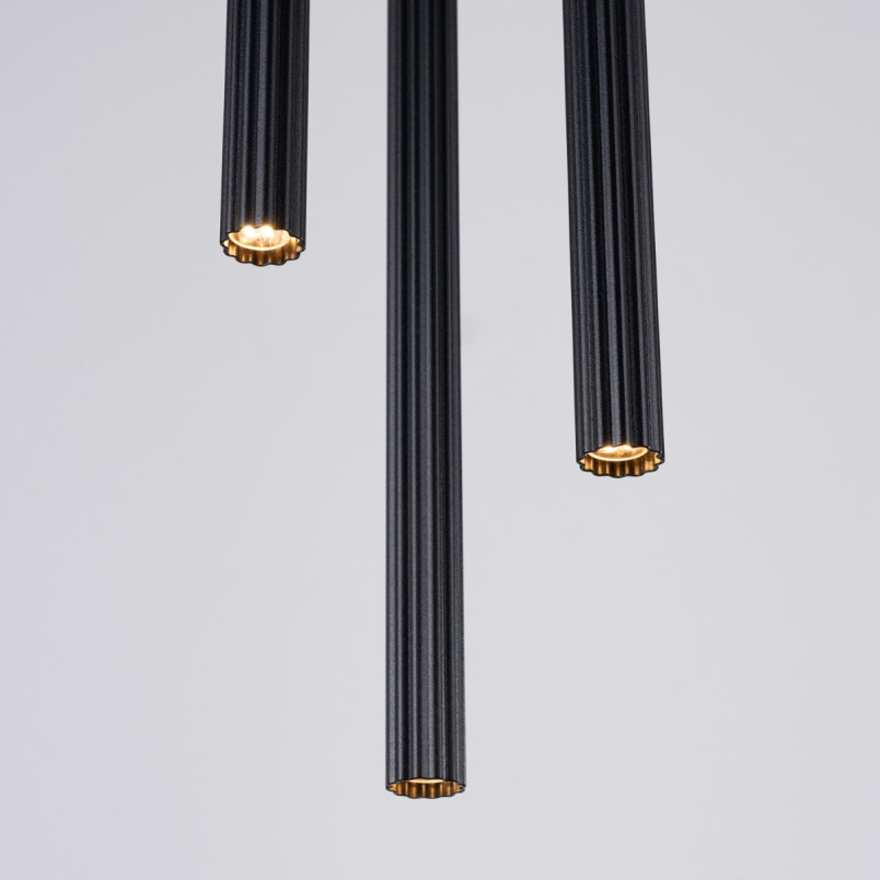 Lampa wisząca Arche 3 tuby czarna Sollux | Nowoczesne oświetlenie