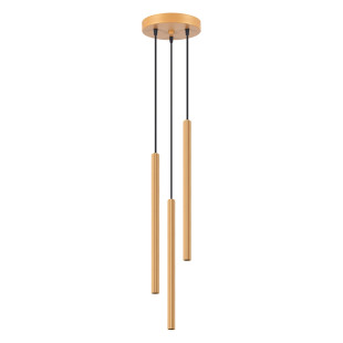 Lampa wisząca Arche - 3 tuby, złota - Sollux | Sklep z lampami