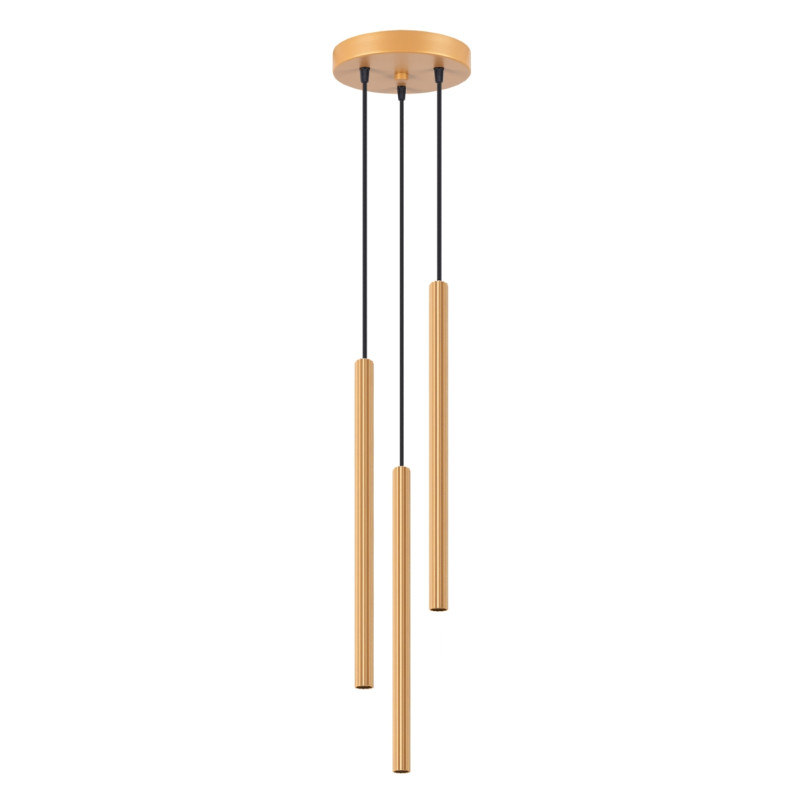 Lampa wisząca Arche - 3 tuby, złota - Sollux | Sklep z lampami