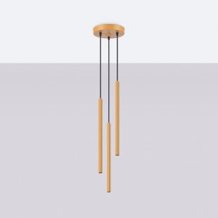 Lampa wisząca Arche - 3 tuby, złota - Sollux | Sklep z lampami