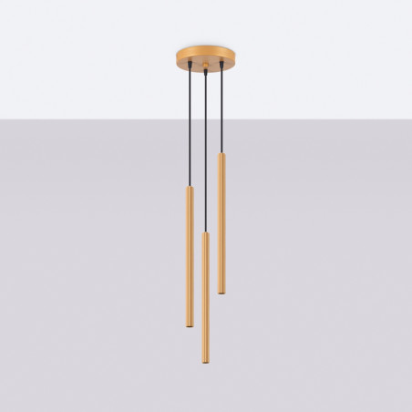 Lampa wisząca Arche - 3 tuby, złota - Sollux | Sklep z lampami