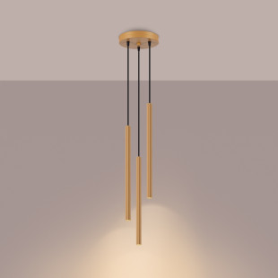 Lampa wisząca Arche - 3 tuby, złota - Sollux | Sklep z lampami