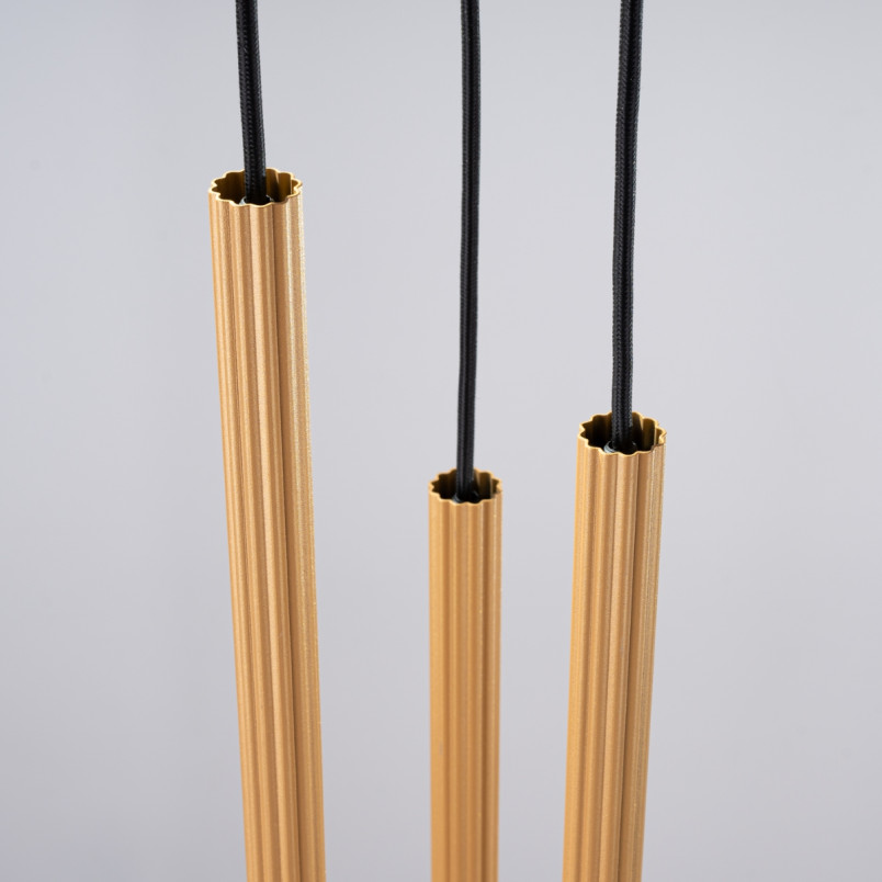Lampa wisząca Arche - 3 tuby, złota - Sollux | Sklep z lampami